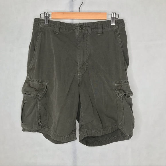 J.Crew Mens dark green cargo shorts cotton waist 30 - Picture 2 of 9